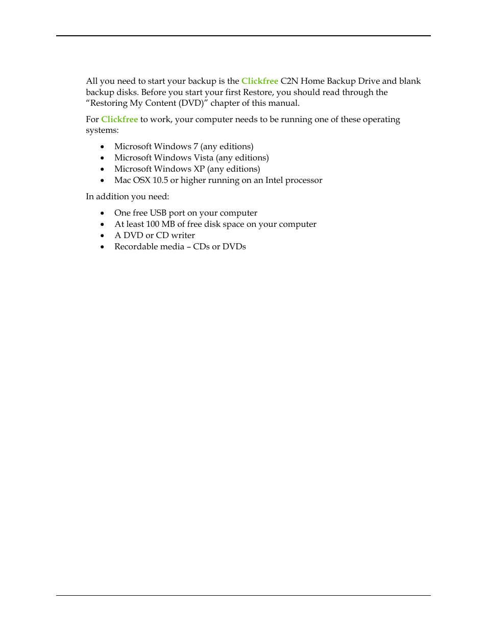 What do i need before i start, Hat do, Need before | Start | Clickfree C2N User Manual | Page 84 / 135
