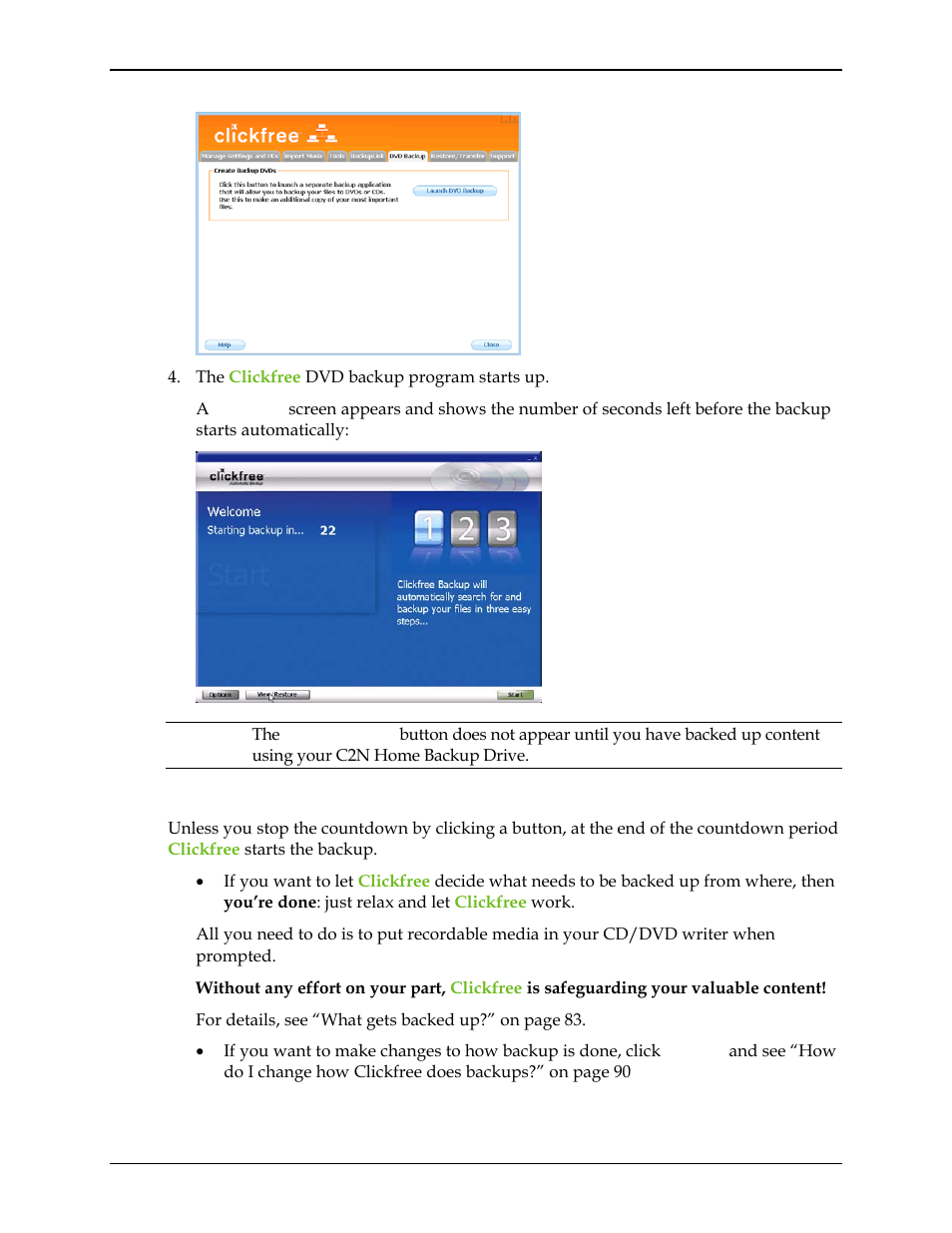 Clickfree C2N User Manual | Page 86 / 135
