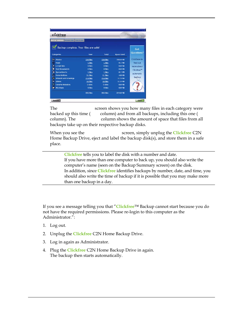 What if clickfree doesn’t start up automatically, Hat if, Lickfree doesn | T start up automatically | Clickfree C2N User Manual | Page 89 / 135