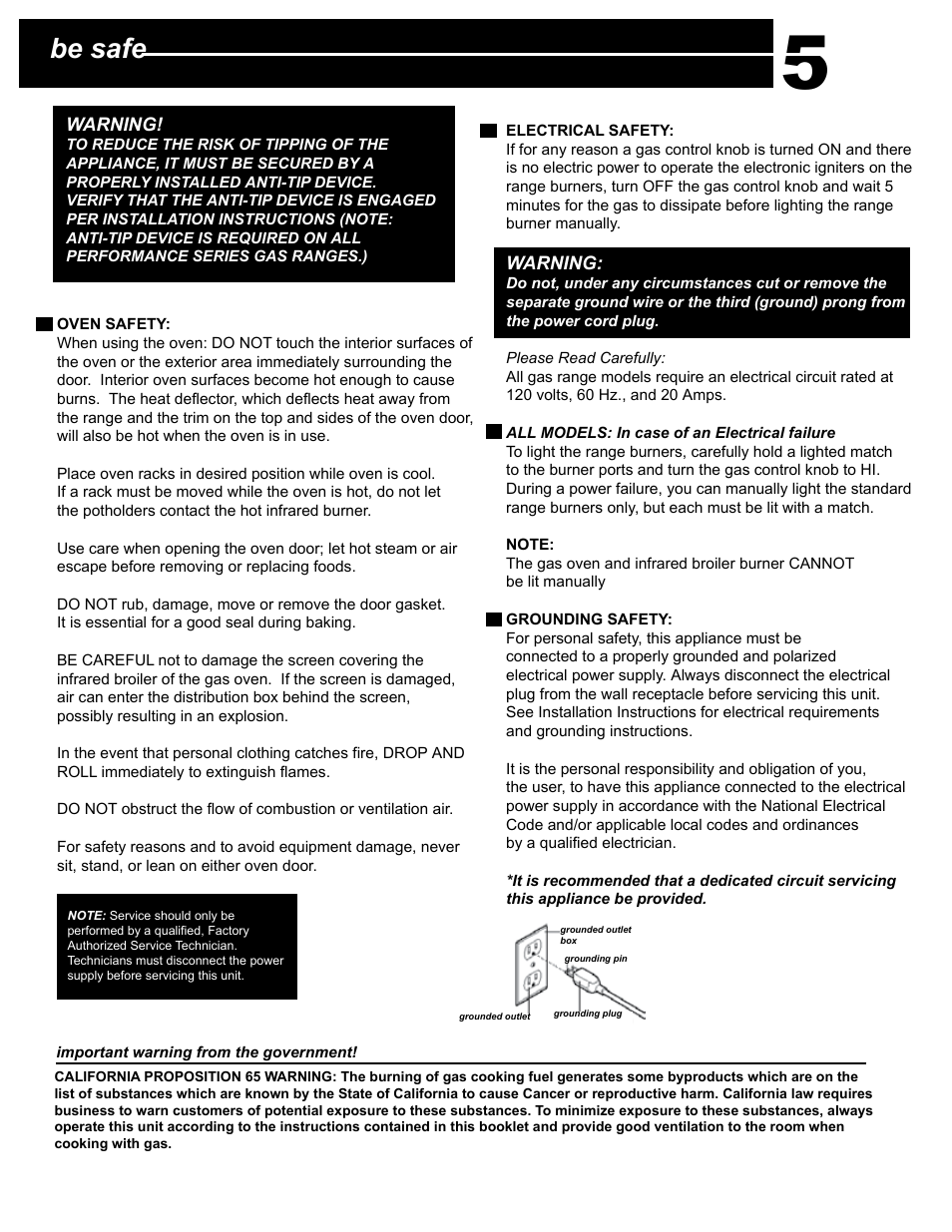 Be safe | Capital Cooking Performance Series User Manual | Page 9 / 24
