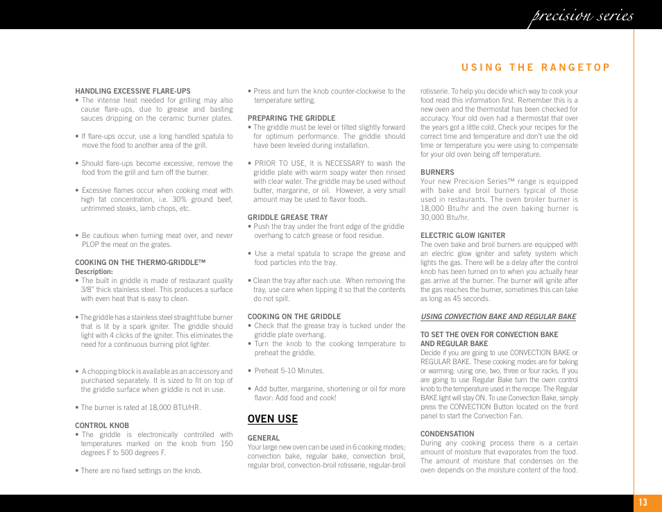 Oven use | Capital Cooking GSCR484G User Manual | Page 14 / 42