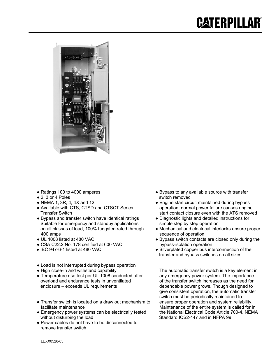 Caterpillar Automatic Transfer Switch LEXX0526-03 User Manual | 5 pages