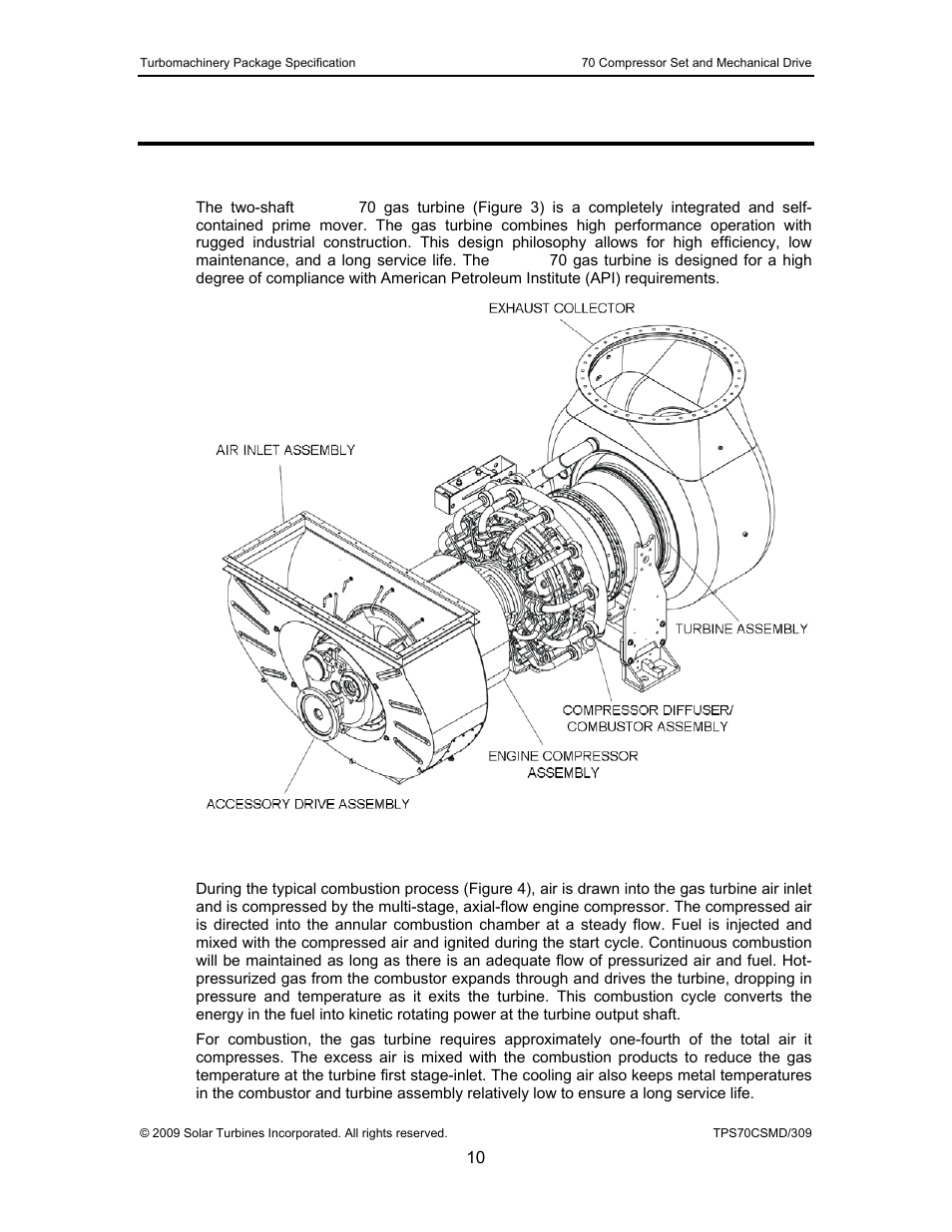 3 taurus 70 gas turbine, 1 general description, 1 principles of operation | Taurus 70 gas turbine, General description, Figure 3, Typical taurus 70 two-shaft gas turbine, 3taurus 70 gas turbine | Caterpillar TAURUS 70 User Manual | Page 11 / 83