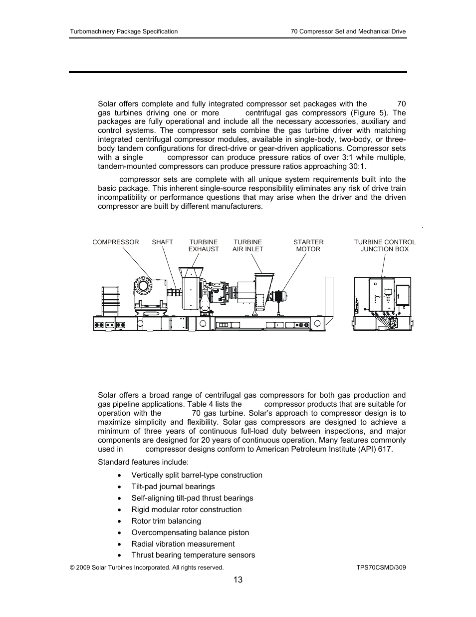 4 solar compressor set packages, 1 compressor set packages, 2 solar gas compressors | Solar compressor set packages, Compressor set packages, Solar gas compressors, Figure 5, Compressor set with taurus 70 solar compressor, 4solar compressor set packages | Caterpillar TAURUS 70 User Manual | Page 14 / 83