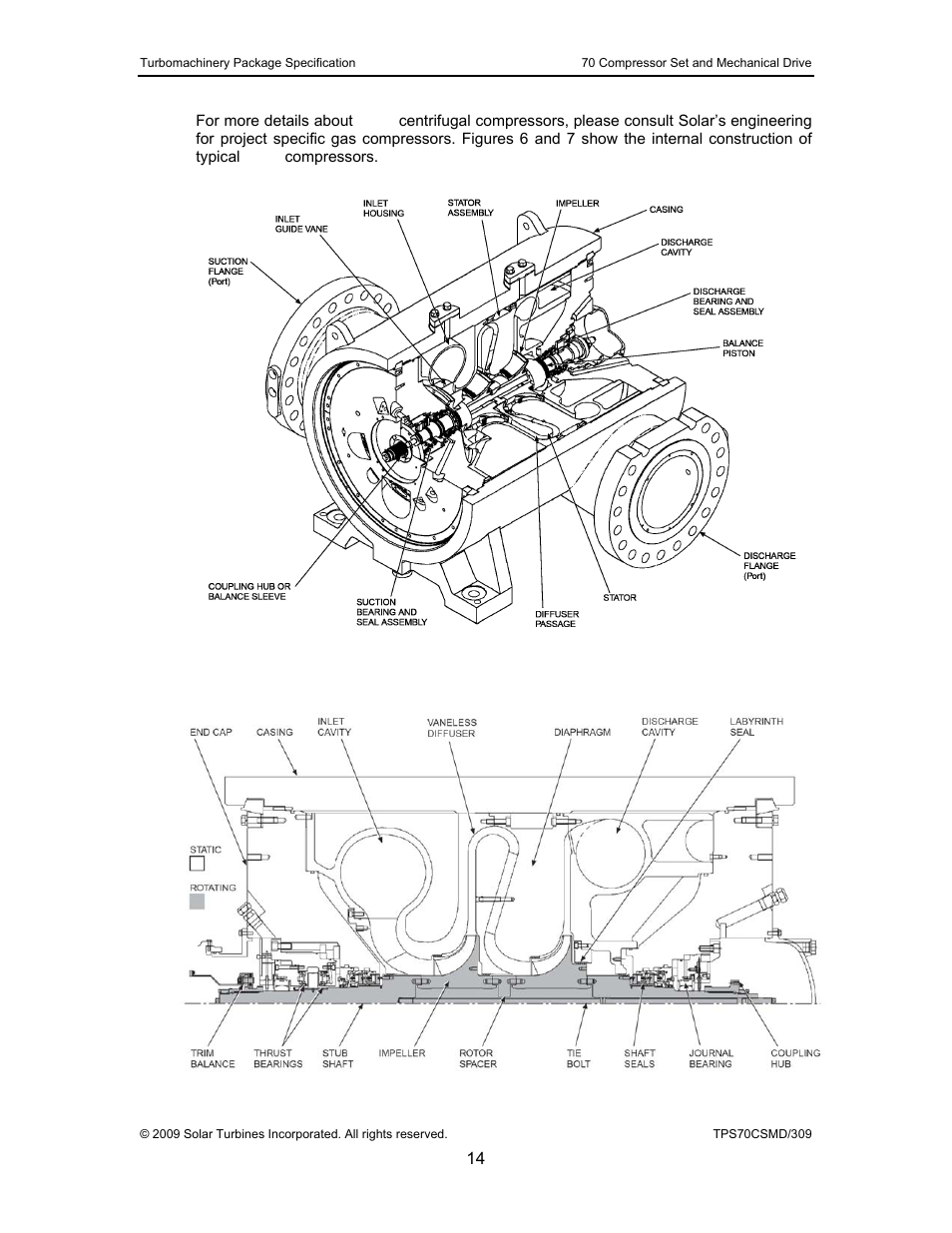 Figure 6, Cutaway diagram of a solar gas compressor, Figure 7 | Cross section of a solar gas compressor | Caterpillar TAURUS 70 User Manual | Page 15 / 83