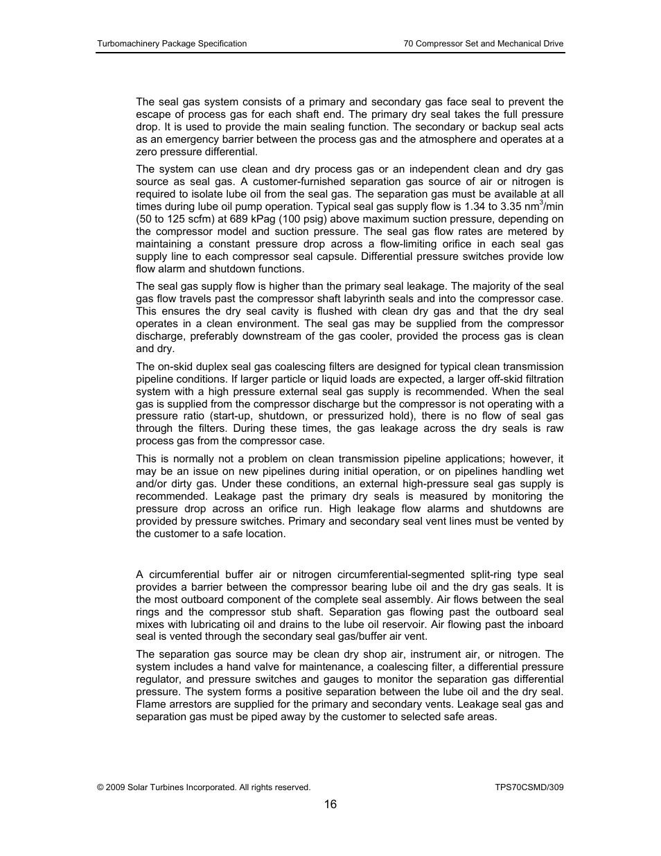 Seal gas system, Separation gas system | Caterpillar TAURUS 70 User Manual | Page 17 / 83