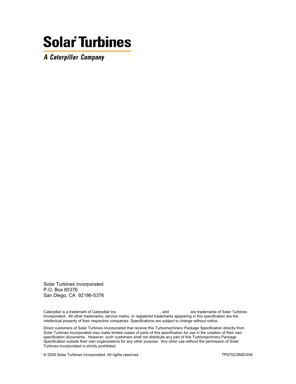 Turbomachinery package specification taurus, 70 compressor set and mechanical drive | Caterpillar TAURUS 70 User Manual | Page 2 / 83