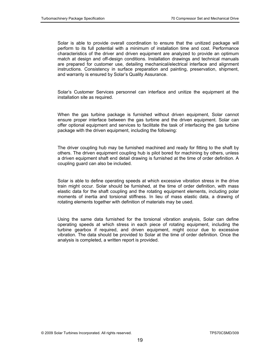 Single-source responsibility, Unitizing at installation site, 2 non-unitized packaging | Shaft coupling, Torsional vibration analysis, Lateral vibration analysis | Caterpillar TAURUS 70 User Manual | Page 20 / 83