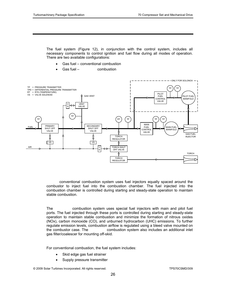 8 fuel system, 1 general description, 1 conventional combustion system | 2 solonox combustion system, 3 fuel system, Fuel system, General description, Figure 12, Typical fuel system schematic | Caterpillar TAURUS 70 User Manual | Page 27 / 83