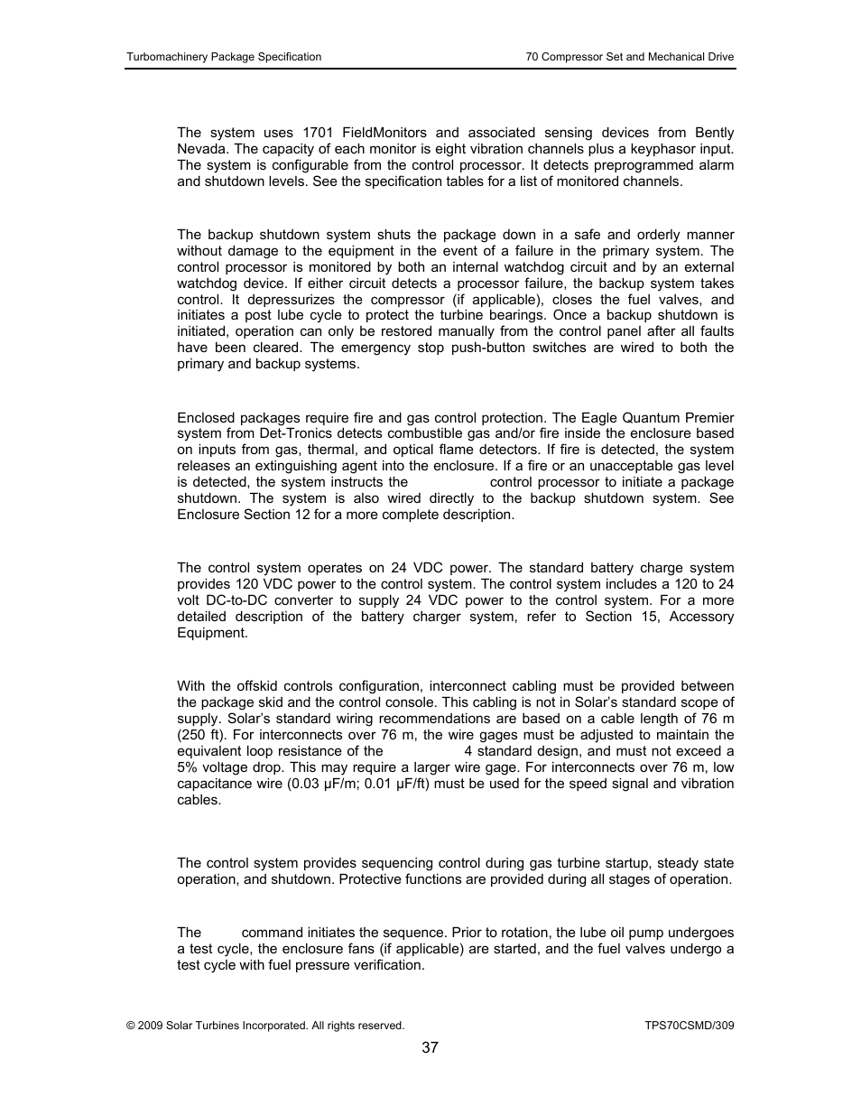 4 vibration monitoring system, 5 backup shutdown system, 6 fire and gas system | 7 control system power supplies, 8 interconnect cables – offskid control systems, 4 system monitoring and control functions, 1 starting and loading, System monitoring and control functions | Caterpillar TAURUS 70 User Manual | Page 38 / 83