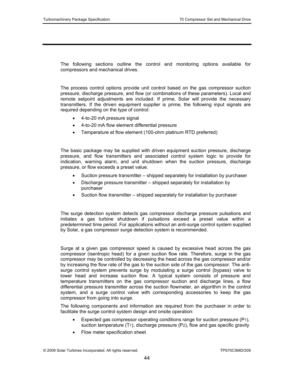 11 control and monitoring, 1 general description, 1 process control | 3 gas compressor surge detection system, 4 anti-surge control, Control and monitoring, General description | Caterpillar TAURUS 70 User Manual | Page 45 / 83