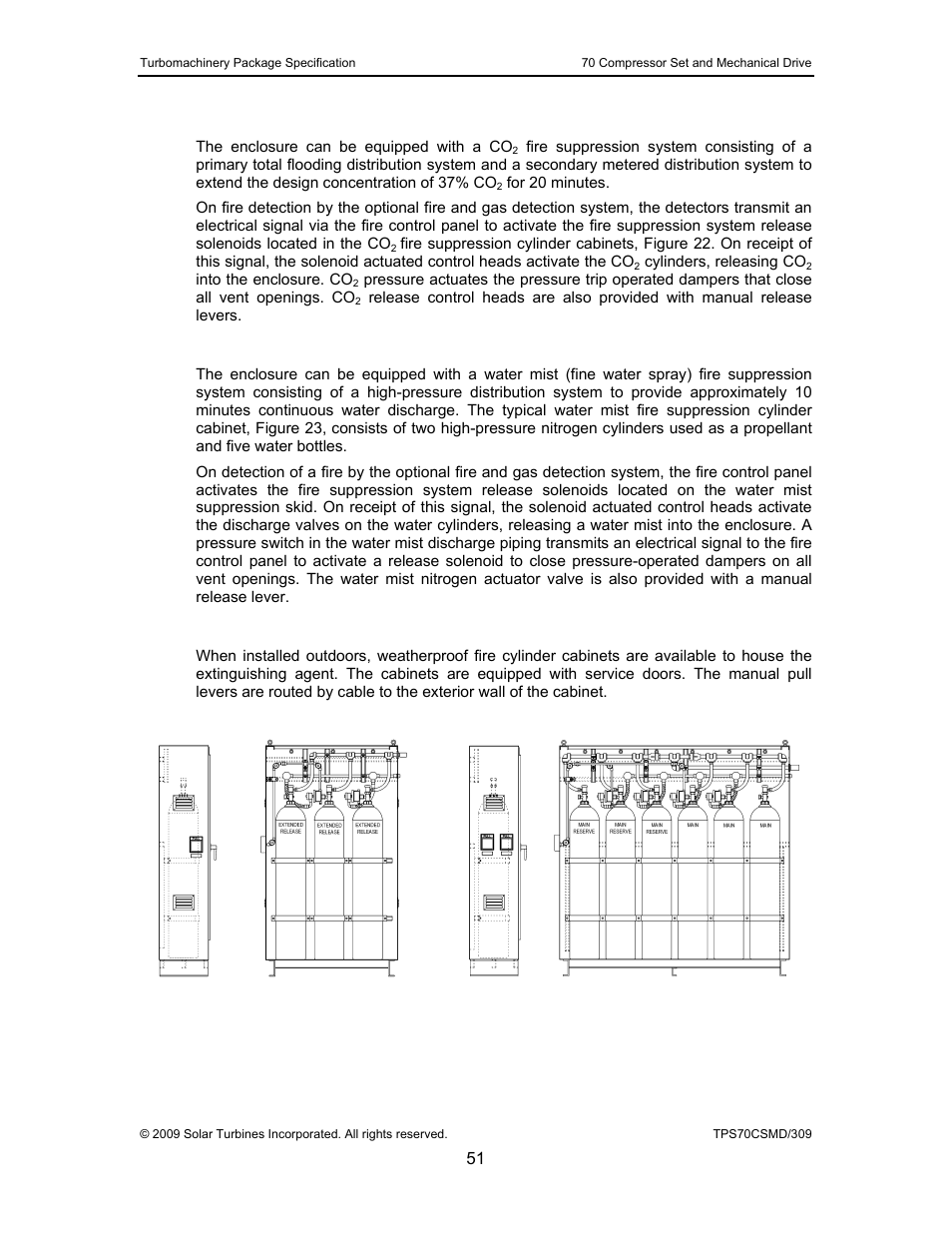 7 co2 fire suppression system, 8 water mist fire suppression system, 9 fire cylinder cabinets | Figure 22, Typical co, Suppression fire cylinder cabinets | Caterpillar TAURUS 70 User Manual | Page 52 / 83