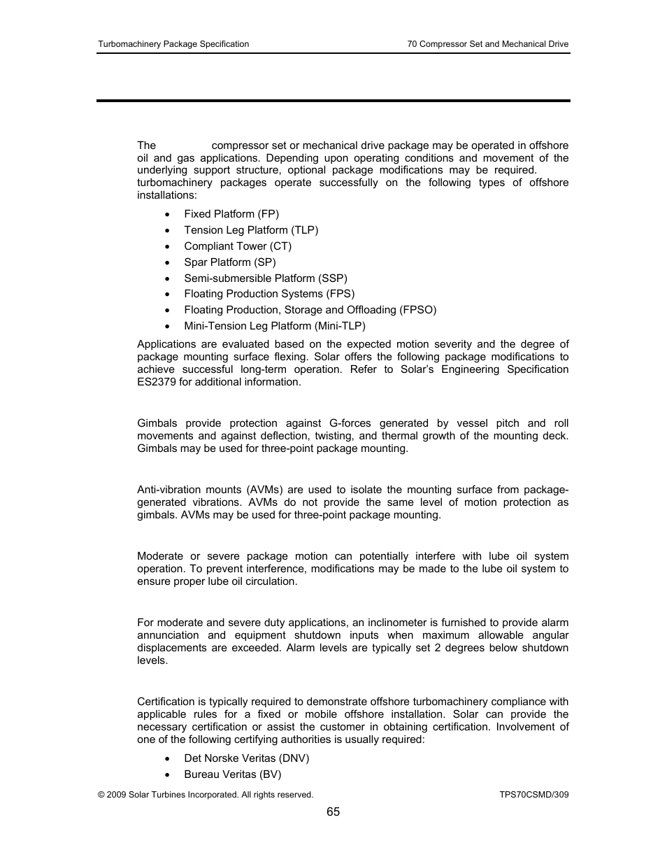 16 marinization, 1 general description, 1 gimbals | 2 anti-vibration mounts, 3 internal package modifications, 4 inclinometers, 5 certification, Marinization, General description | Caterpillar TAURUS 70 User Manual | Page 66 / 83