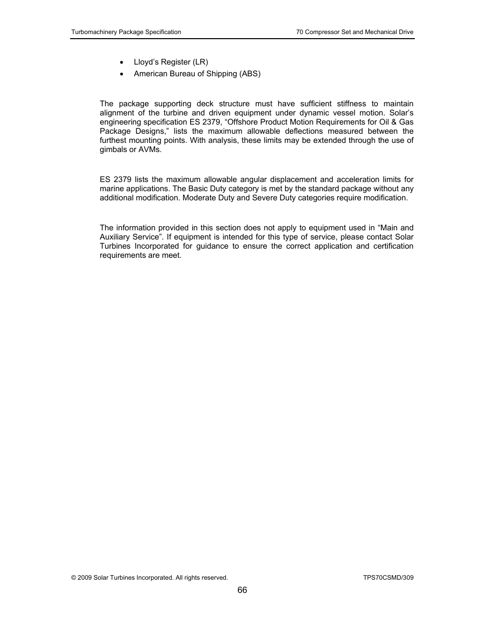 6 deck deflection limits, 7 angular displacement and acceleration, 8 main and auxiliary service | Caterpillar TAURUS 70 User Manual | Page 67 / 83