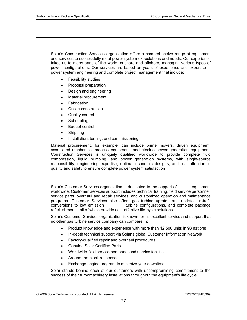 20 support services, 1 construction services, 2 customer services | Support services, Construction services, Customer services | Caterpillar TAURUS 70 User Manual | Page 78 / 83