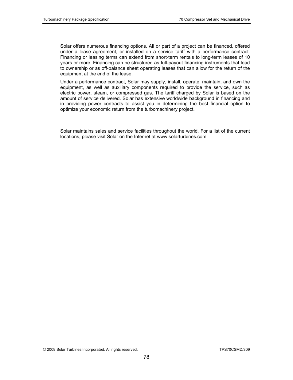 3 contract power and leasing services, 4 solar’s worldwide locations, Contract power and leasing services | Solar’s worldwide locations | Caterpillar TAURUS 70 User Manual | Page 79 / 83