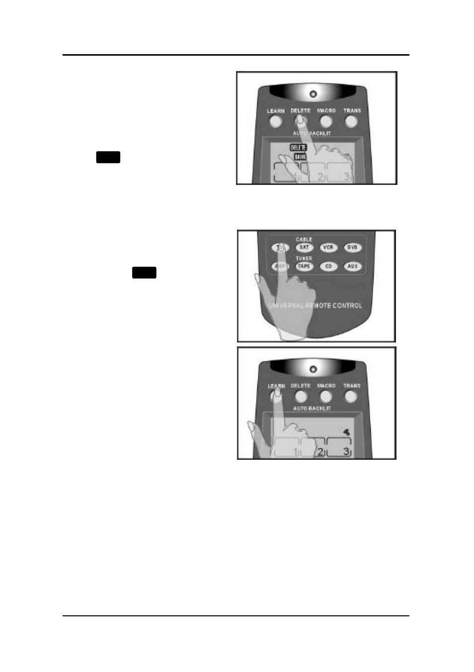 Bank delete, Delete all devices, Exit delete function | Crisp Solutions UCommand-525 User Manual | Page 22 / 45