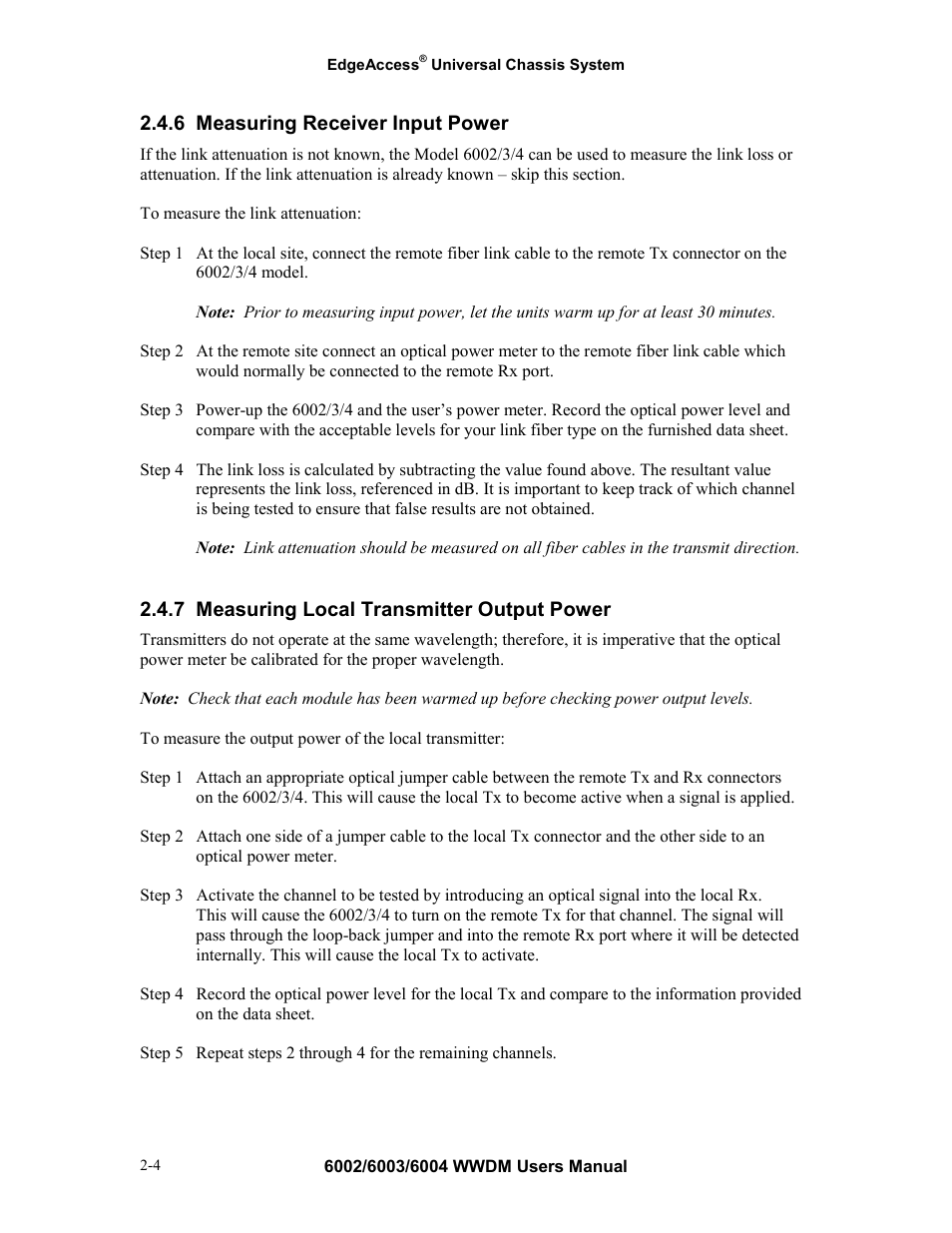 6 measuring receiver input power, 7 measuring local transmitter output power, Measuring receiver input power -4 | CANOGA PERKINS Multiplexer 6002 User Manual | Page 12 / 29