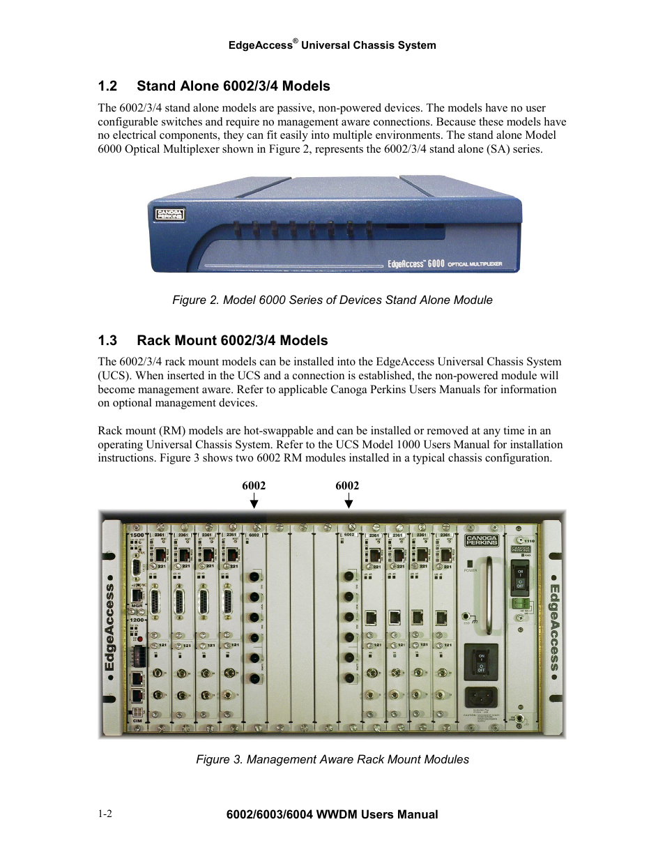 2 stand alone 6002/3/4 models, 3 rack mount 6002/3/4 models, Stand alone 6002/3/4 models -2 | Rack mount 6002/3/4 models -2 | CANOGA PERKINS Multiplexer 6002 User Manual | Page 8 / 29