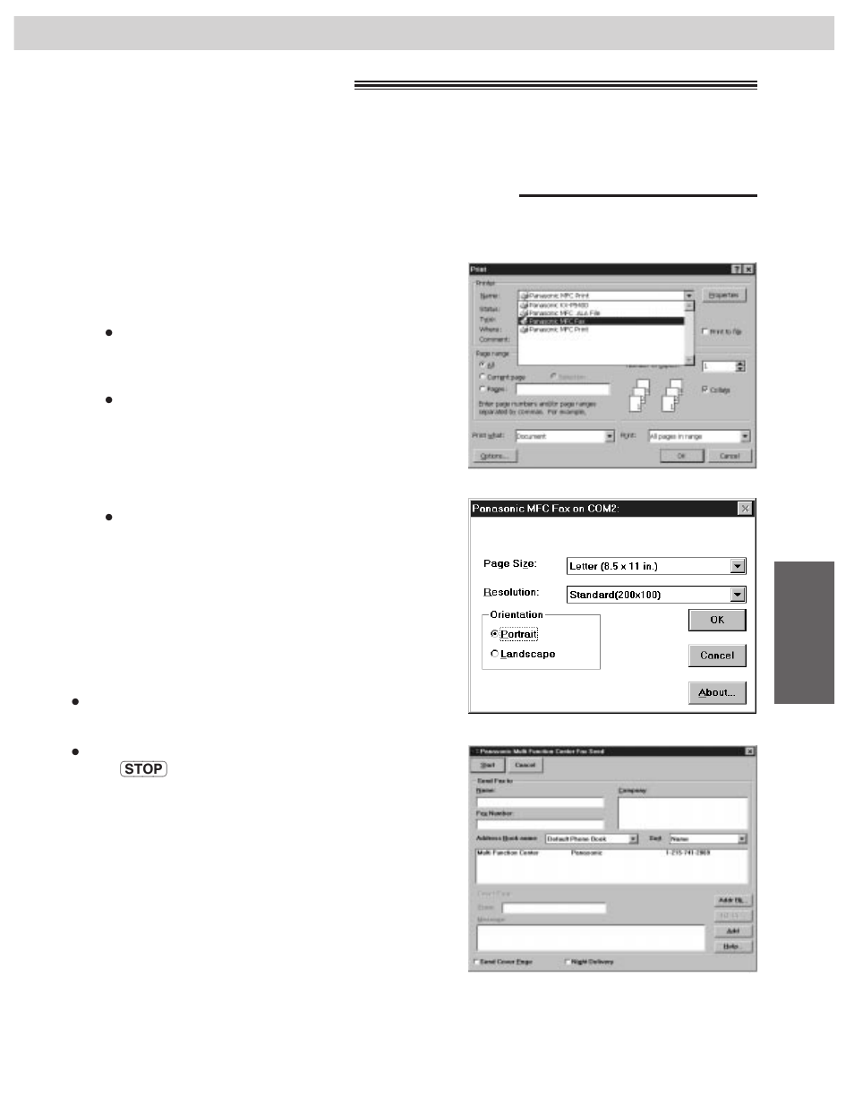 Sending documents, Pc fax, Sending documents from windows 95 | CK Electric Part KX-FMC230 User Manual | Page 85 / 128