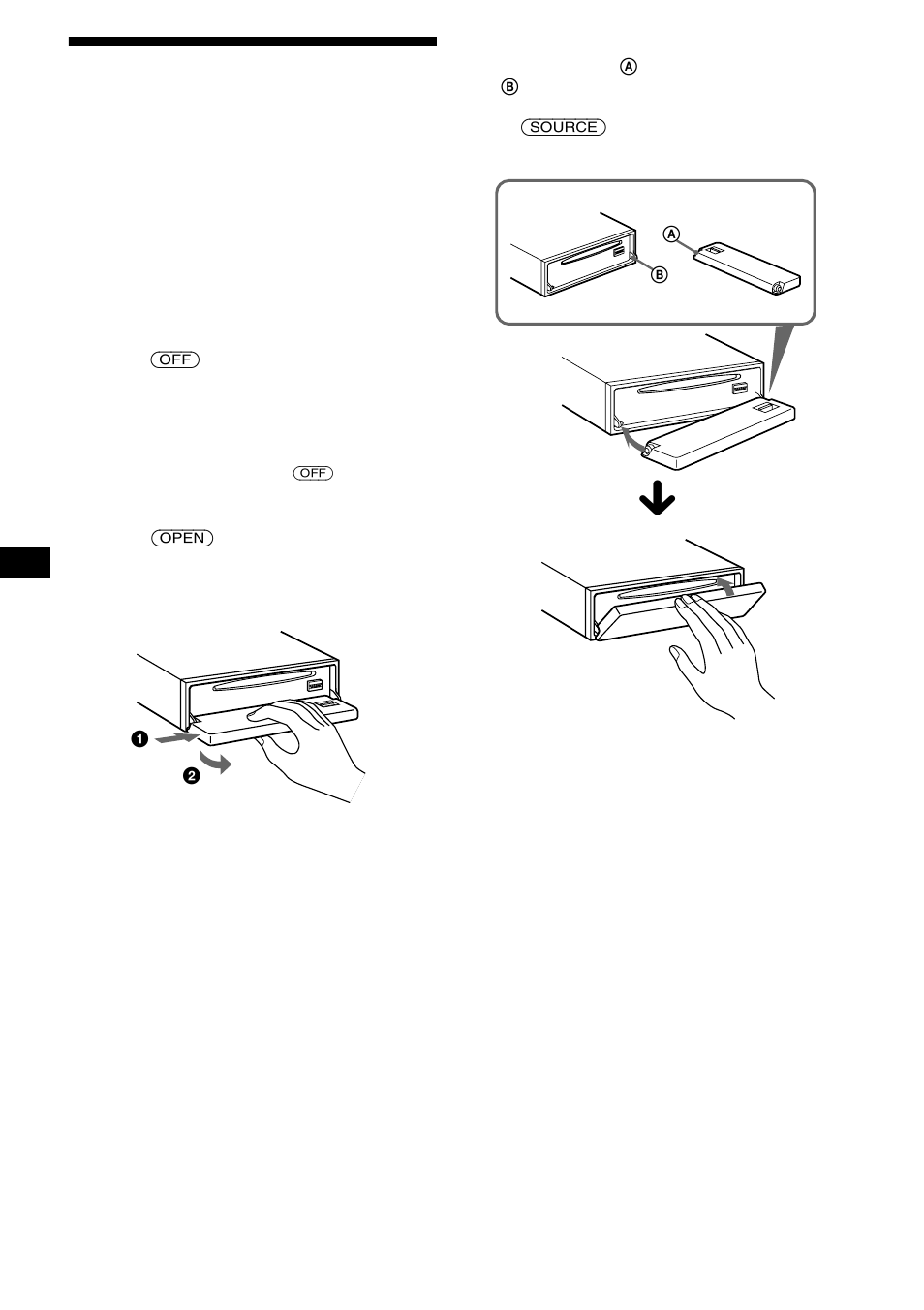 Extracción del panel frontal, Ställa klockan, 8extracción del panel frontal | Sony CDX-CA650X User Manual | Page 36 / 170