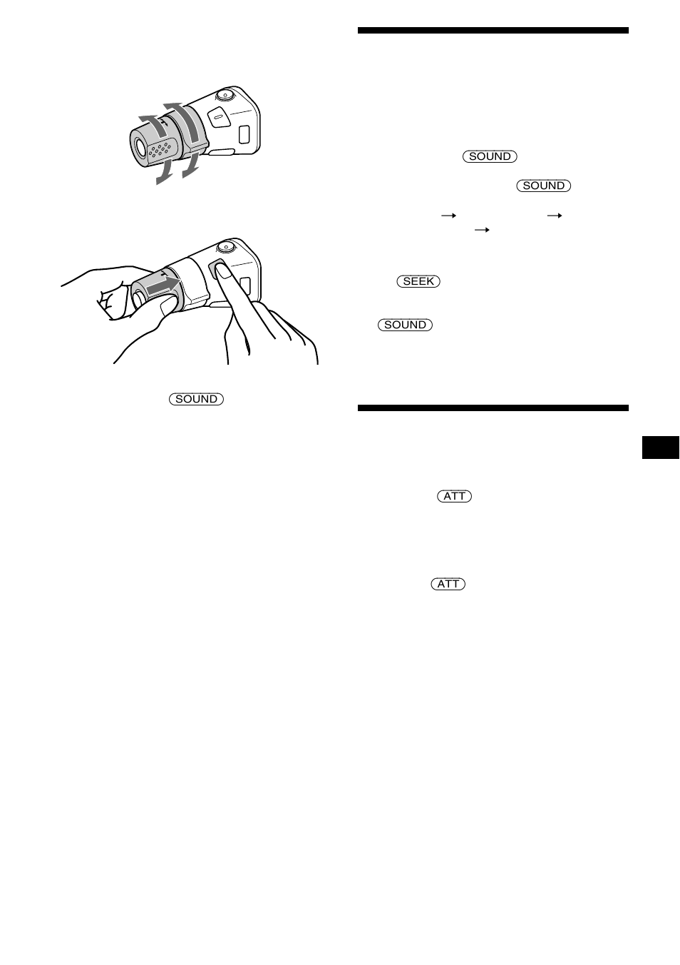 Justera tonkontrollerna, Snabbdämpa ljudet | Sony CDX-CA650X User Manual | Page 77 / 170