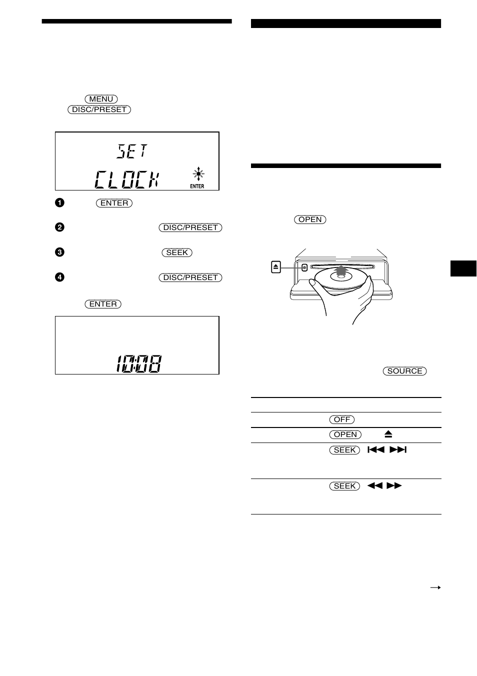 Setting the clock, Cd player cd/md unit (optional), Playing a disc | 9setting the clock | Sony CDX-CA650X User Manual | Page 9 / 170