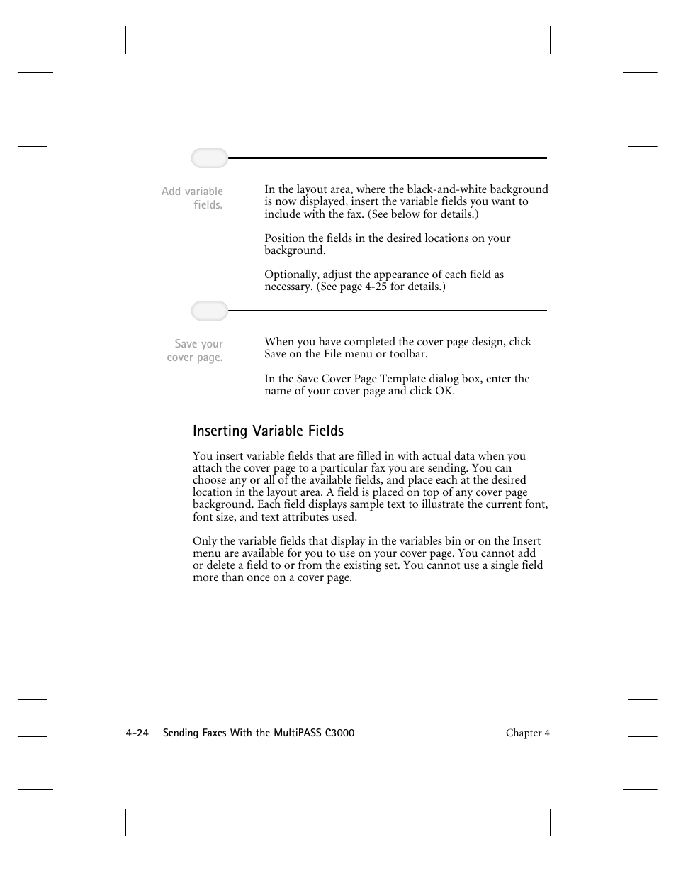 Inserting variable fields | CK Electric Part C3000 User Manual | Page 107 / 260