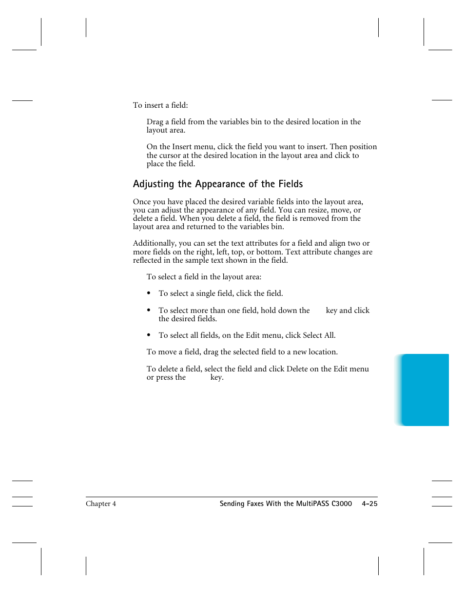 Adjusting the appearance of the fields | CK Electric Part C3000 User Manual | Page 108 / 260