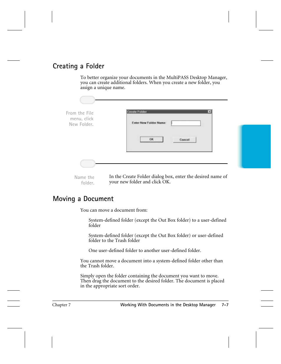 Creating a folder, Moving a document | CK Electric Part C3000 User Manual | Page 138 / 260