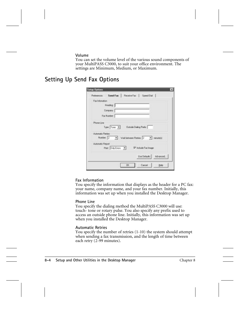 Setting up send fax options | CK Electric Part C3000 User Manual | Page 163 / 260