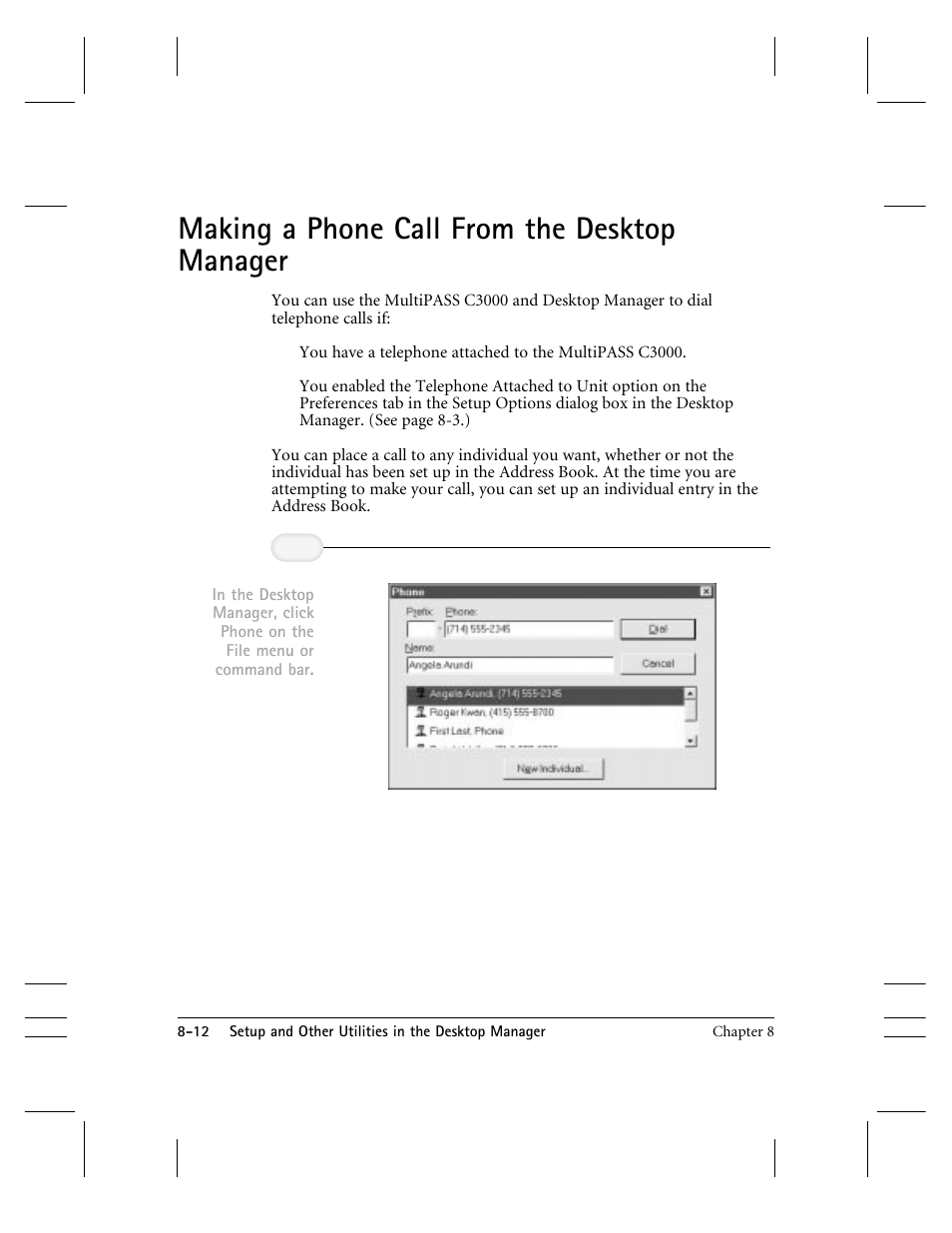 Making a phone call from the desktop manager | CK Electric Part C3000 User Manual | Page 171 / 260