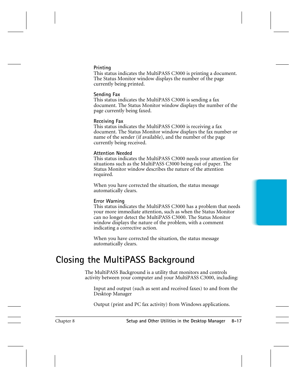 Closing the multipass background | CK Electric Part C3000 User Manual | Page 176 / 260