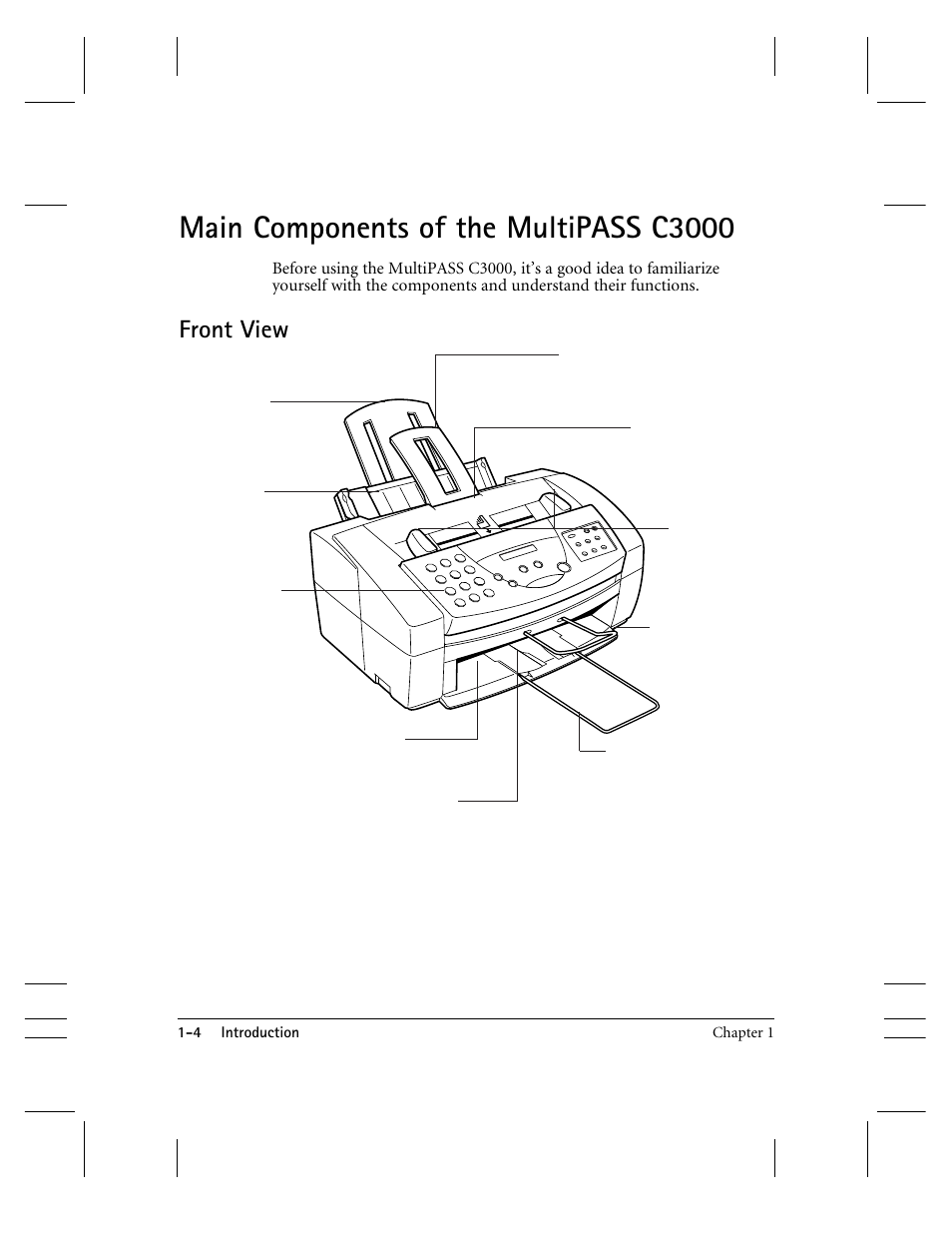 Main components of the mp c3000, Main components of the multipass c3000, Front view | CK Electric Part C3000 User Manual | Page 18 / 260