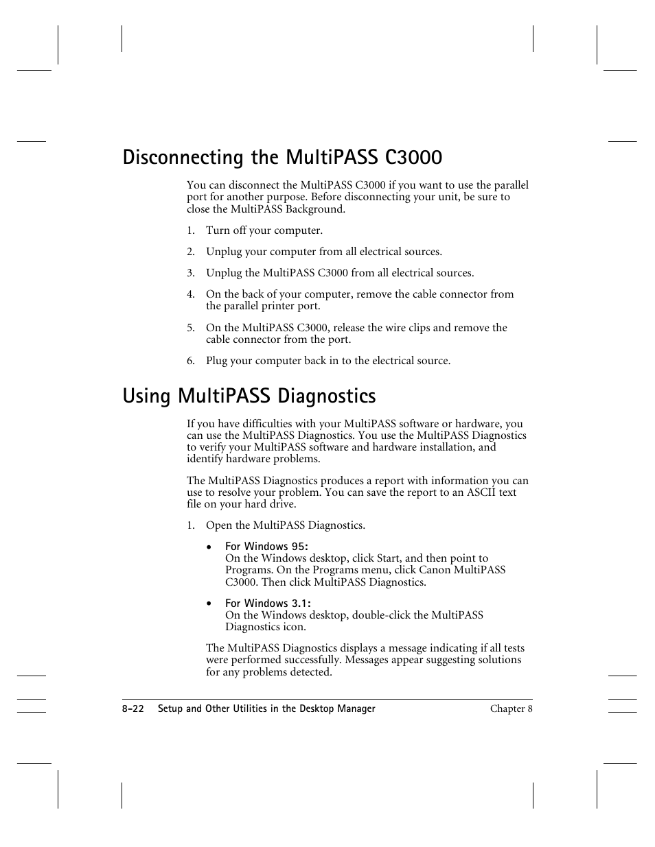 Disconnecting the mp c3000, Using multipass diagnostics, Disconnecting the multipass c3000 | CK Electric Part C3000 User Manual | Page 181 / 260