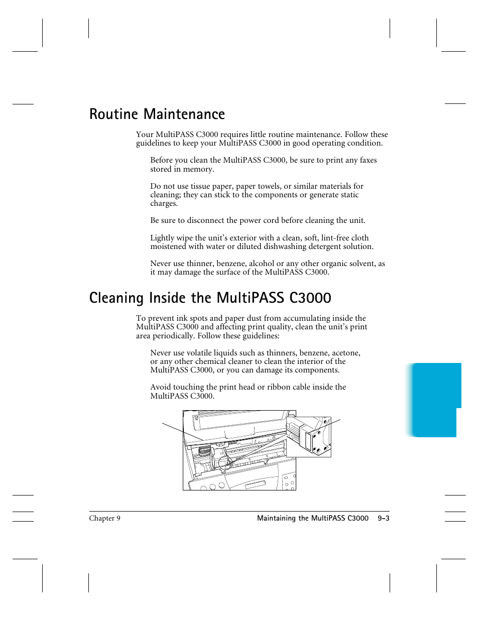 Routine maintenance, Cleaning inside the mp c3000, Cleaning inside the multipass c3000 | CK Electric Part C3000 User Manual | Page 186 / 260