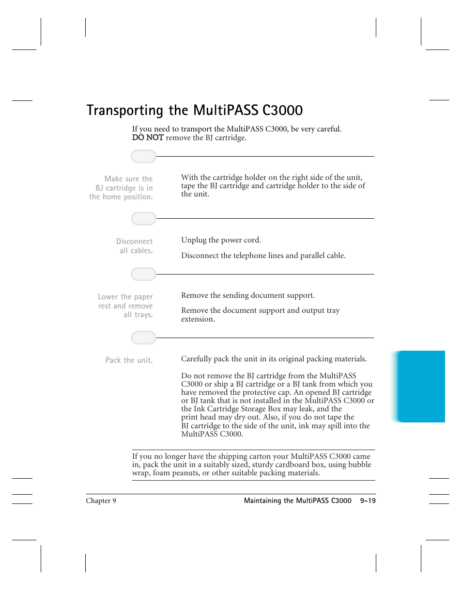 Transporting the mp c3000, Transporting the multipass c3000 | CK Electric Part C3000 User Manual | Page 202 / 260