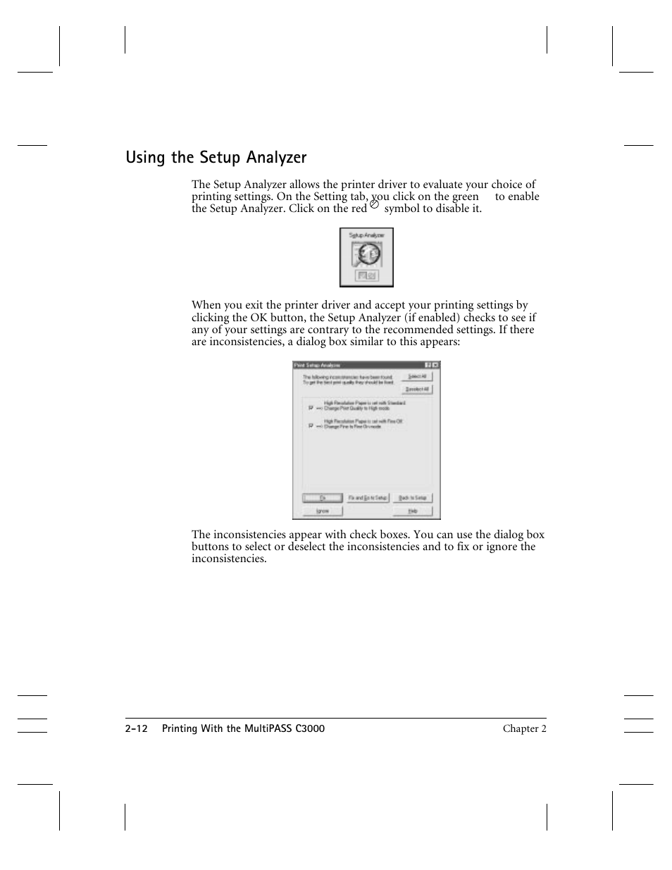 Using the setup analyzer | CK Electric Part C3000 User Manual | Page 37 / 260