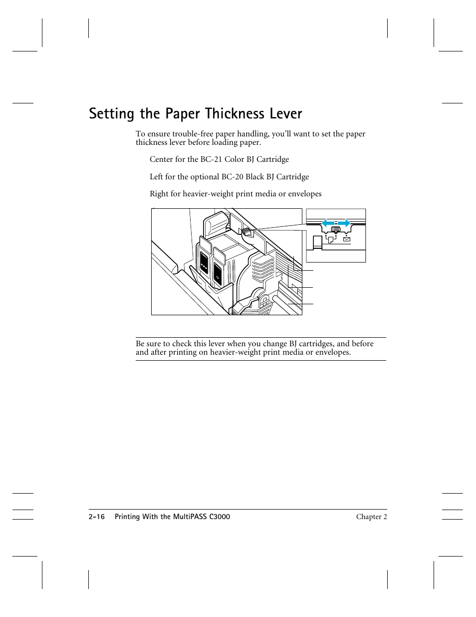 Setting the paper thickness lever | CK Electric Part C3000 User Manual | Page 41 / 260