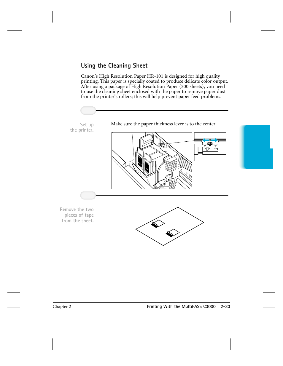 Using the cleaning sheet, Set up the printer | CK Electric Part C3000 User Manual | Page 58 / 260