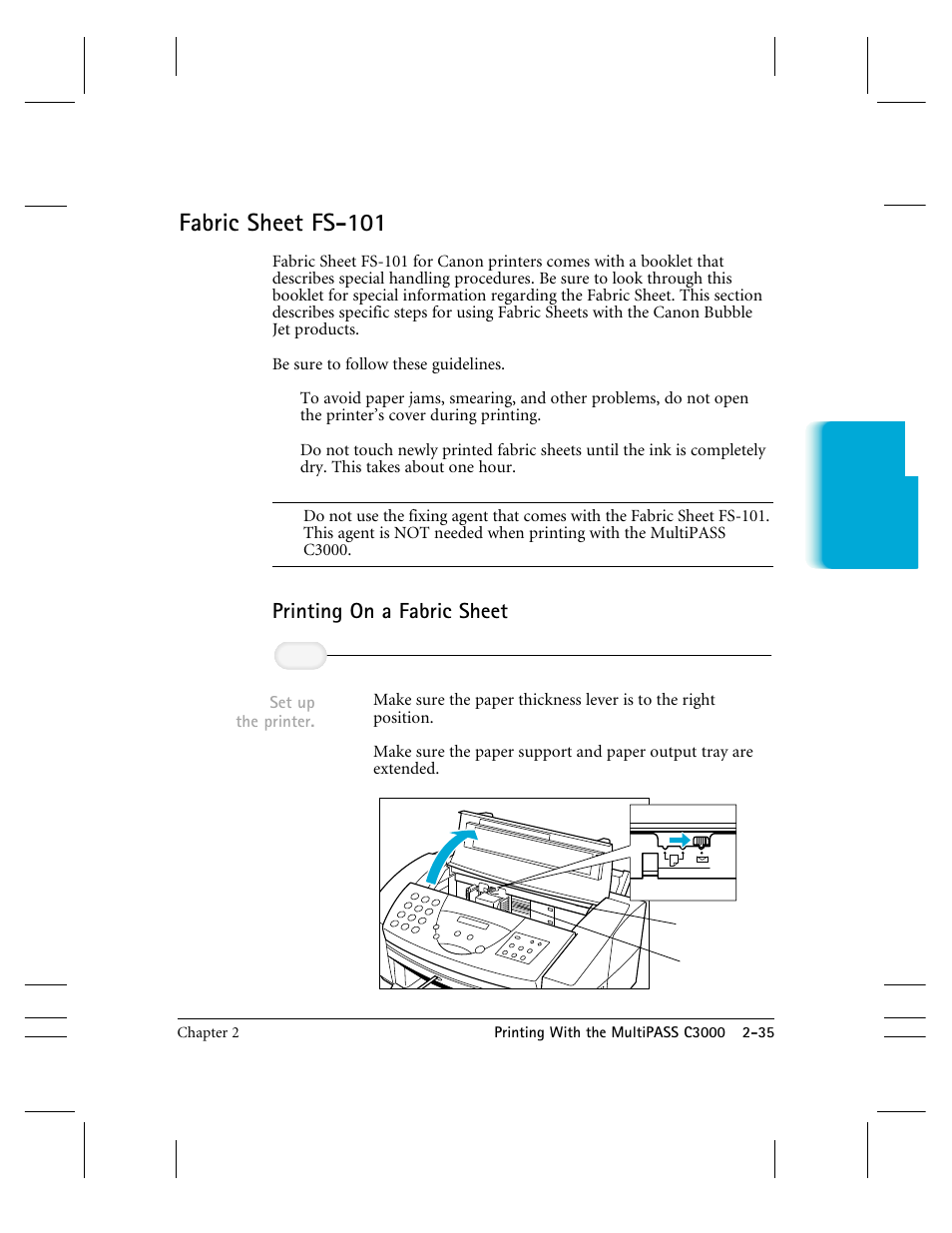 Fabric sheet fs-101, Printing on a fabric sheet | CK Electric Part C3000 User Manual | Page 60 / 260