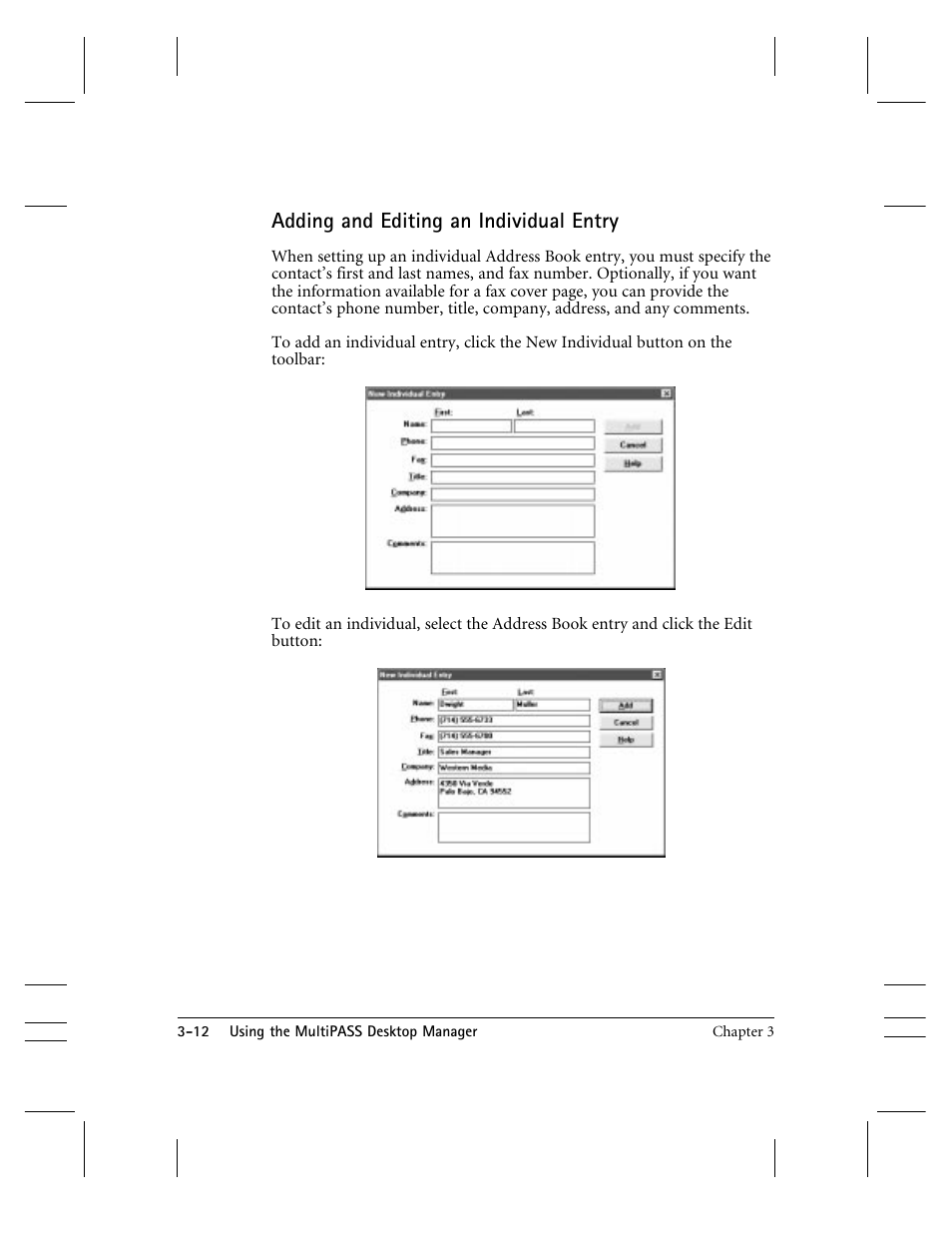 Adding and editing an individual entry | CK Electric Part C3000 User Manual | Page 73 / 260