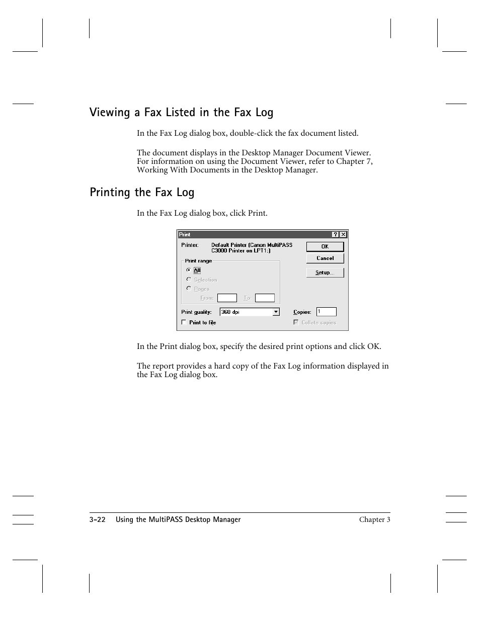 Viewing a fax listed in the fax log, Printing the fax log | CK Electric Part C3000 User Manual | Page 83 / 260