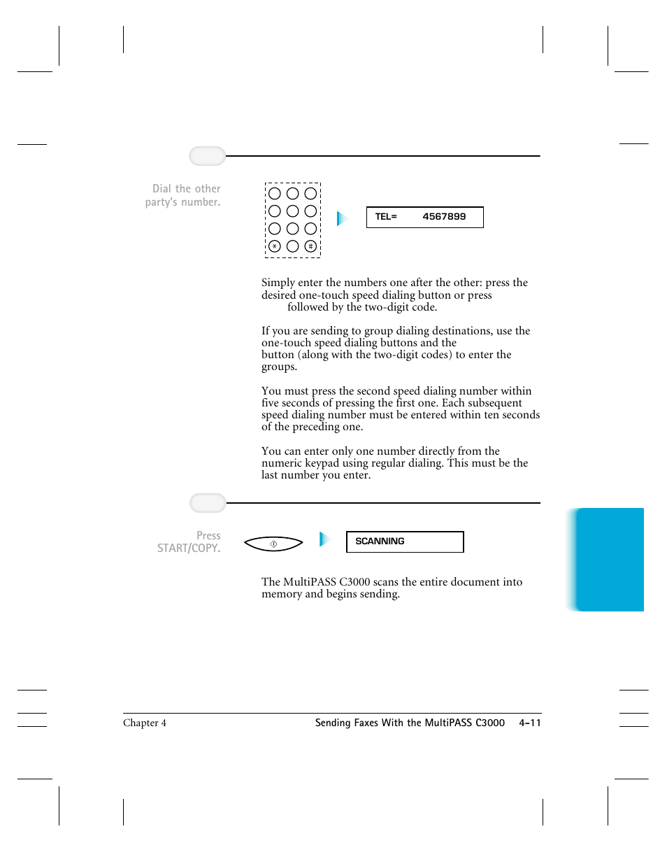 Press start/copy, Dial the other partys number | CK Electric Part C3000 User Manual | Page 94 / 260