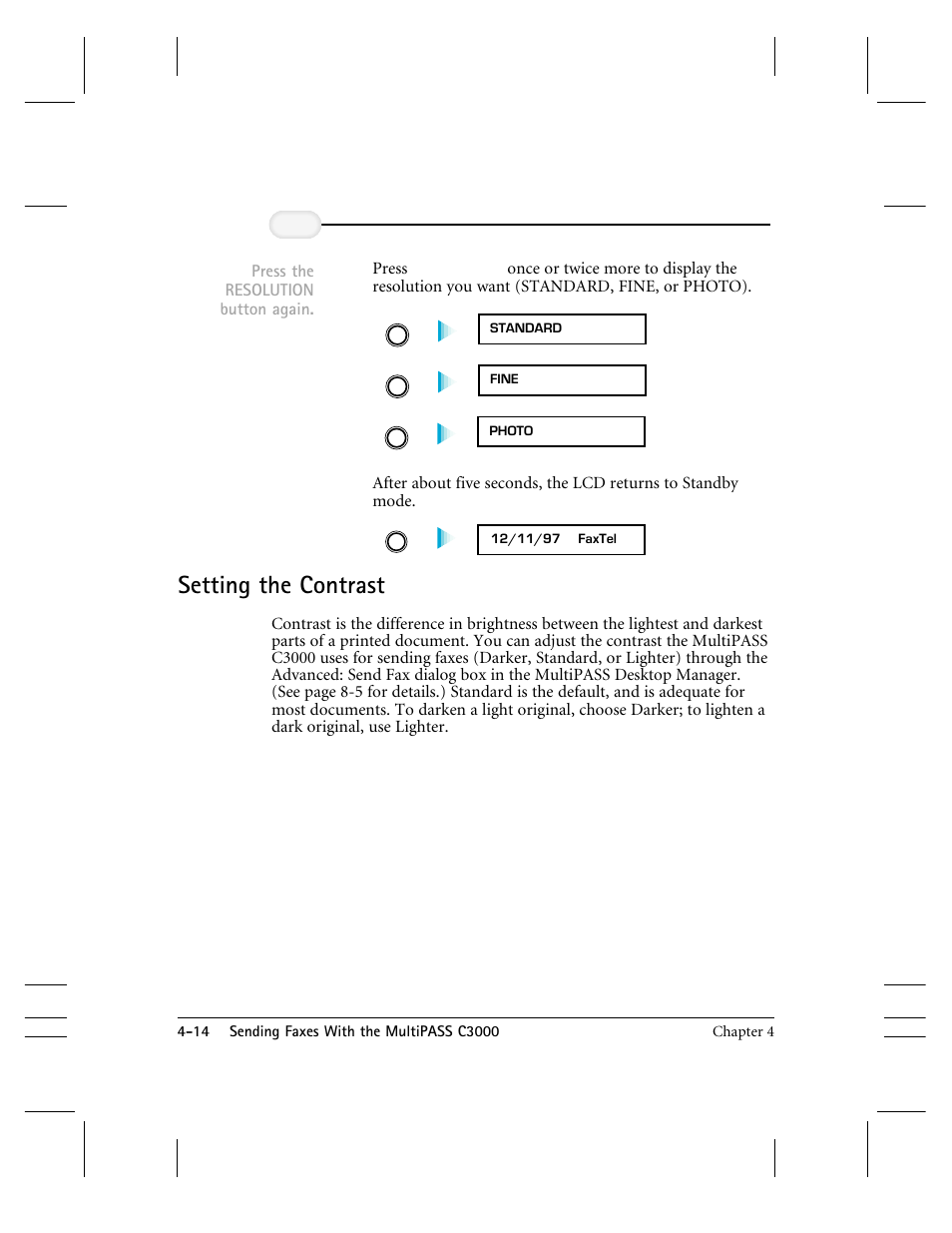 Setting the contrast | CK Electric Part C3000 User Manual | Page 97 / 260