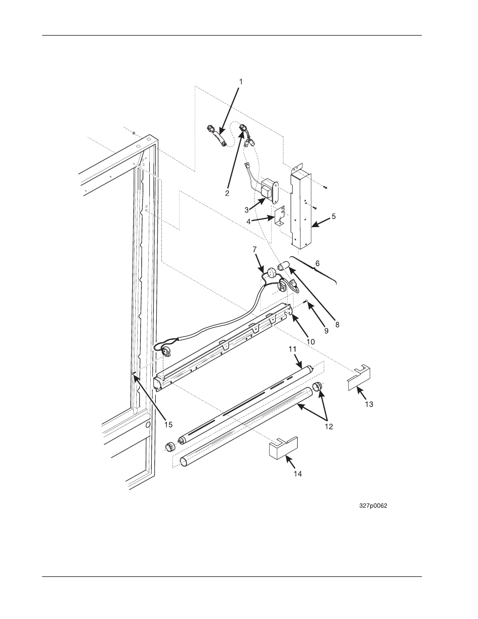 Figure 14: fluorescent lamp assembly & ballast | Crane Merchandising Systems 327 User Manual | Page 36 / 172