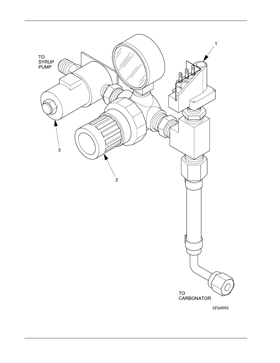 Figure 35: syrup pump co2 regulator assembly | Crane Merchandising Systems 327 User Manual | Page 78 / 172