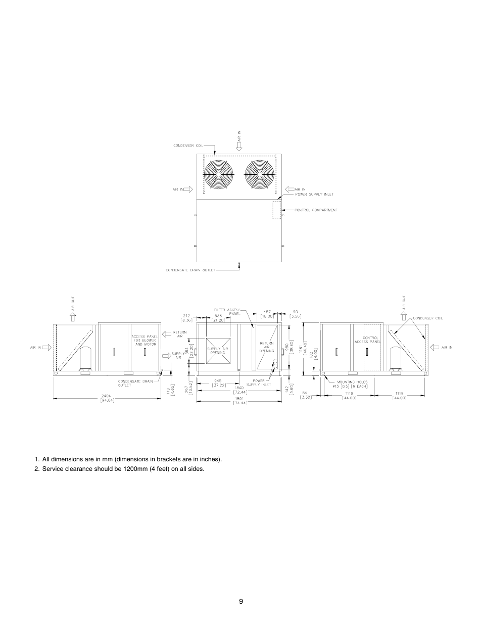 Unit dimensions | Cooline PT036L User Manual | Page 10 / 31