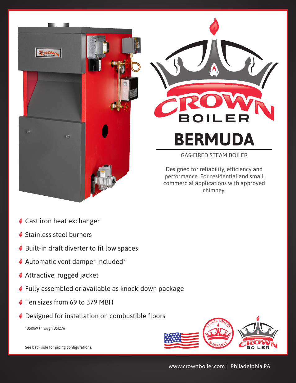 Crown Boiler BSI069 User Manual | 2 pages