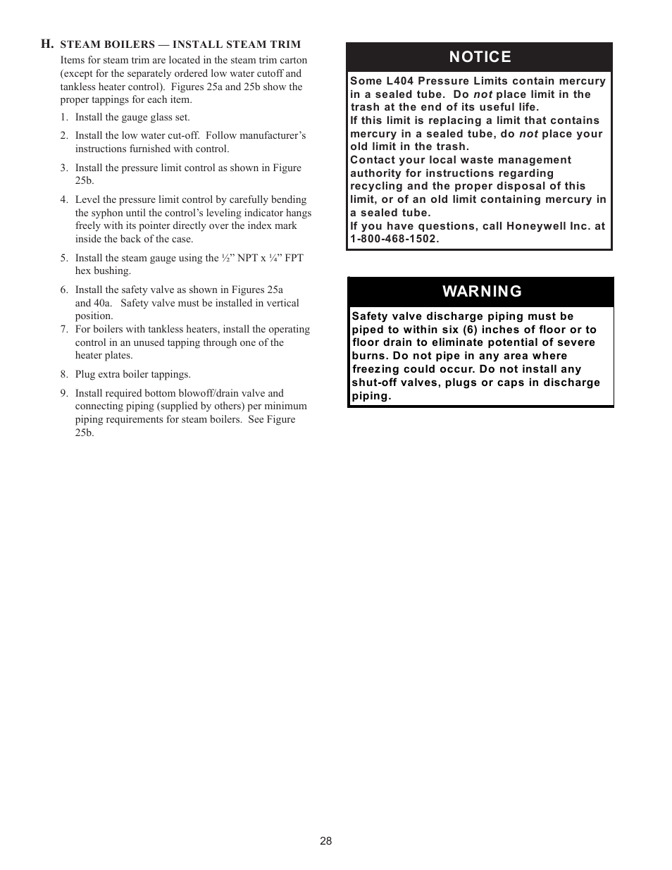 Warning | Crown Boiler 24-07 User Manual | Page 28 / 90